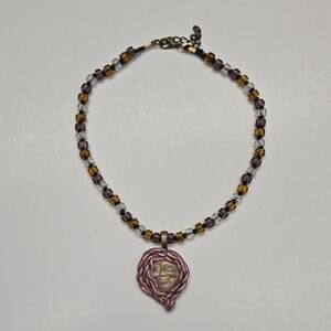 Handmade Clay Moon Face Necklace